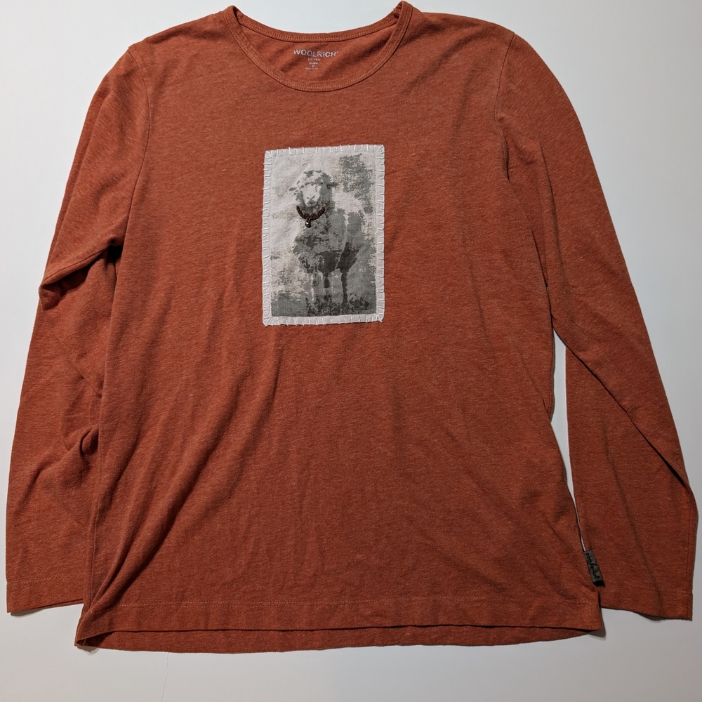 Woolrich Orange Long Sleeve Tee with Photographic Print